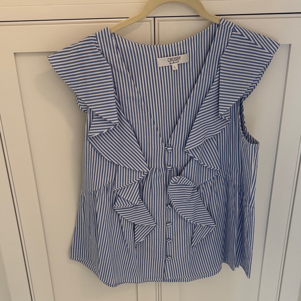 CROSBY by Mollie Burch Striped Ruffle Blouse